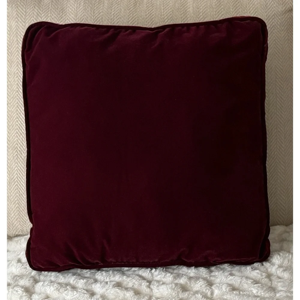 Vintage Christmas Santa Tapestry Throw Pillow With Burgundy Velvet Back 16x18‎